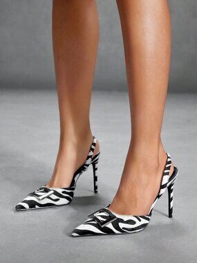 Elegant Women's Pointed Toe Stiletto High Heel  faux Pony Hair High Heels Heels